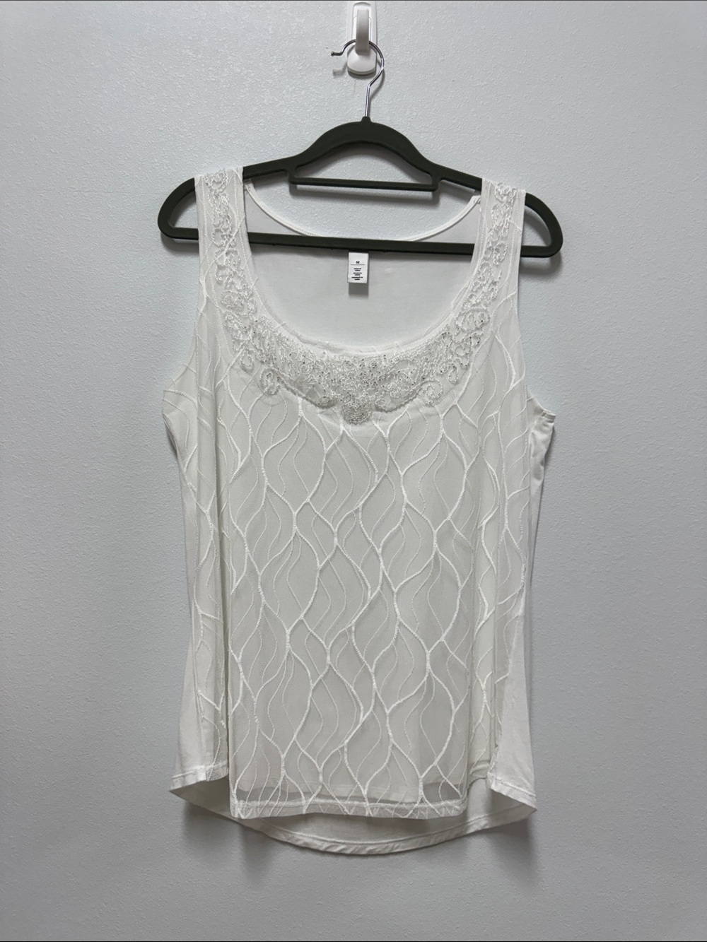 Women's Cream Lace-Trim Tank Top